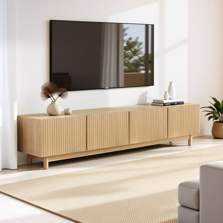 Marlowe Fluted TV Entertainment Unit 180cm - Pine - Homecoze