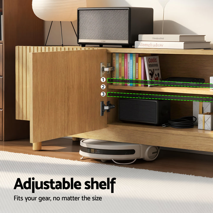 Marlowe Fluted TV Entertainment Unit 180cm - Pine - Homecoze