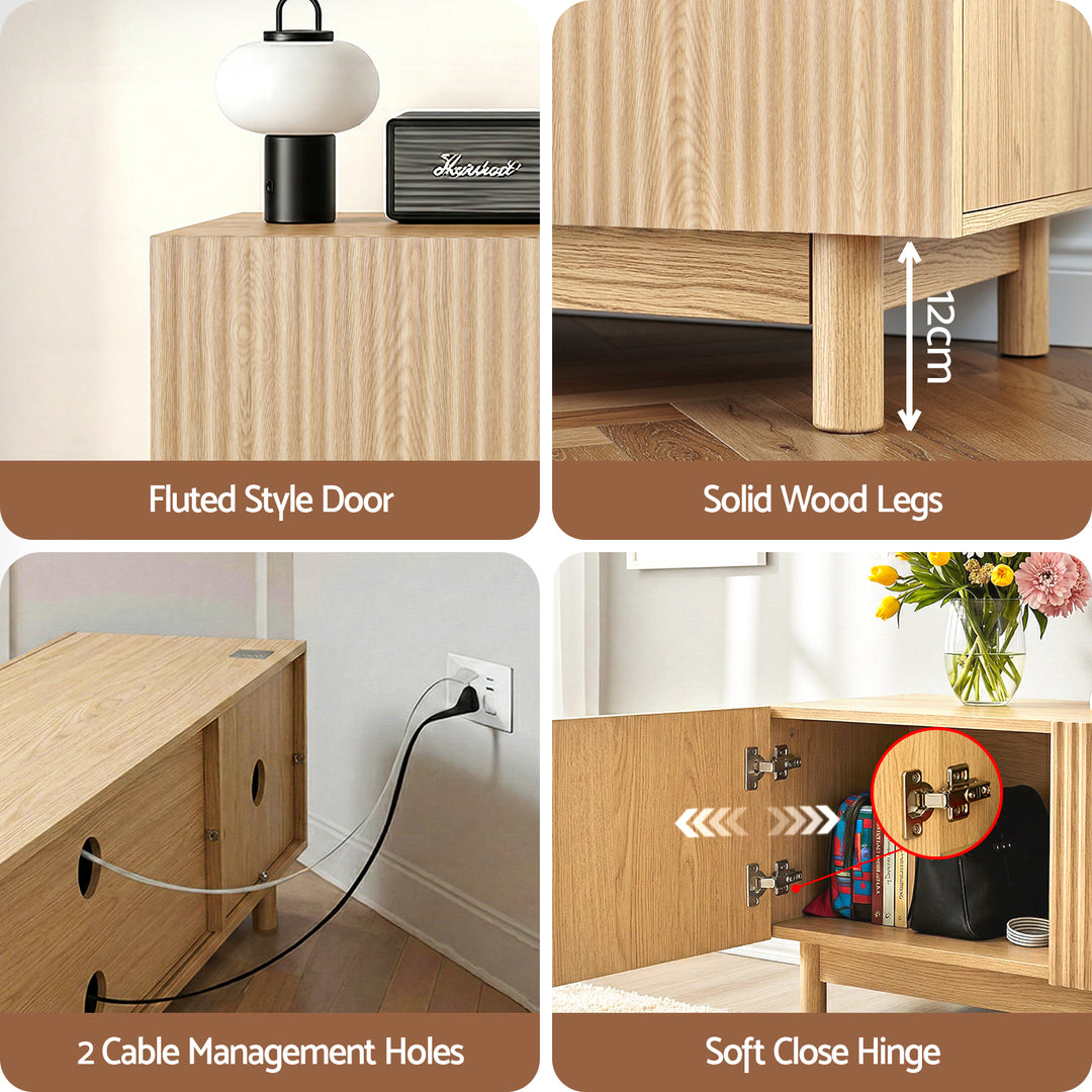 Marlowe Fluted TV Entertainment Unit 180cm - Pine - Homecoze