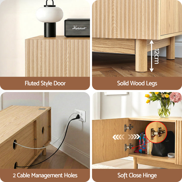 Marlowe Fluted TV Entertainment Unit 180cm - Pine - Homecoze