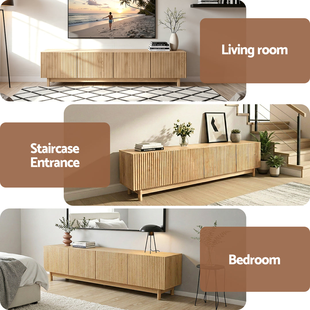 Marlowe Fluted TV Entertainment Unit 180cm - Pine - Homecoze