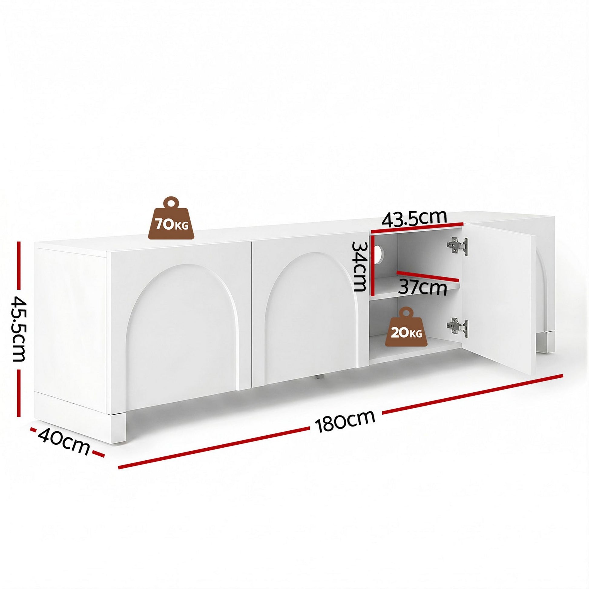 Artiss TV Unit Entertainment Unit Storage Cabinet Adjustable Shelf 180cm White - Homecoze