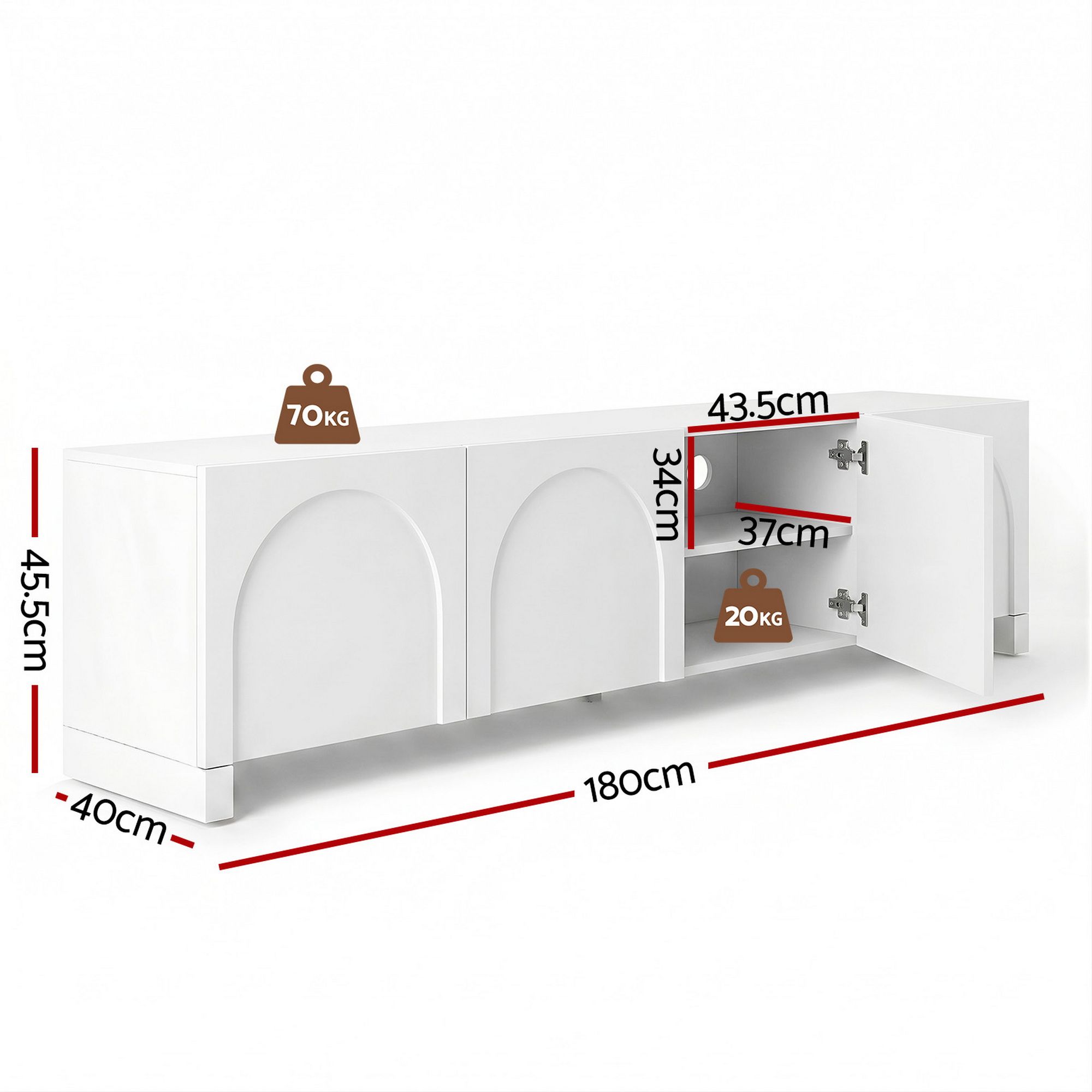 Artiss TV Unit Entertainment Unit Storage Cabinet Adjustable Shelf 180cm White - Homecoze