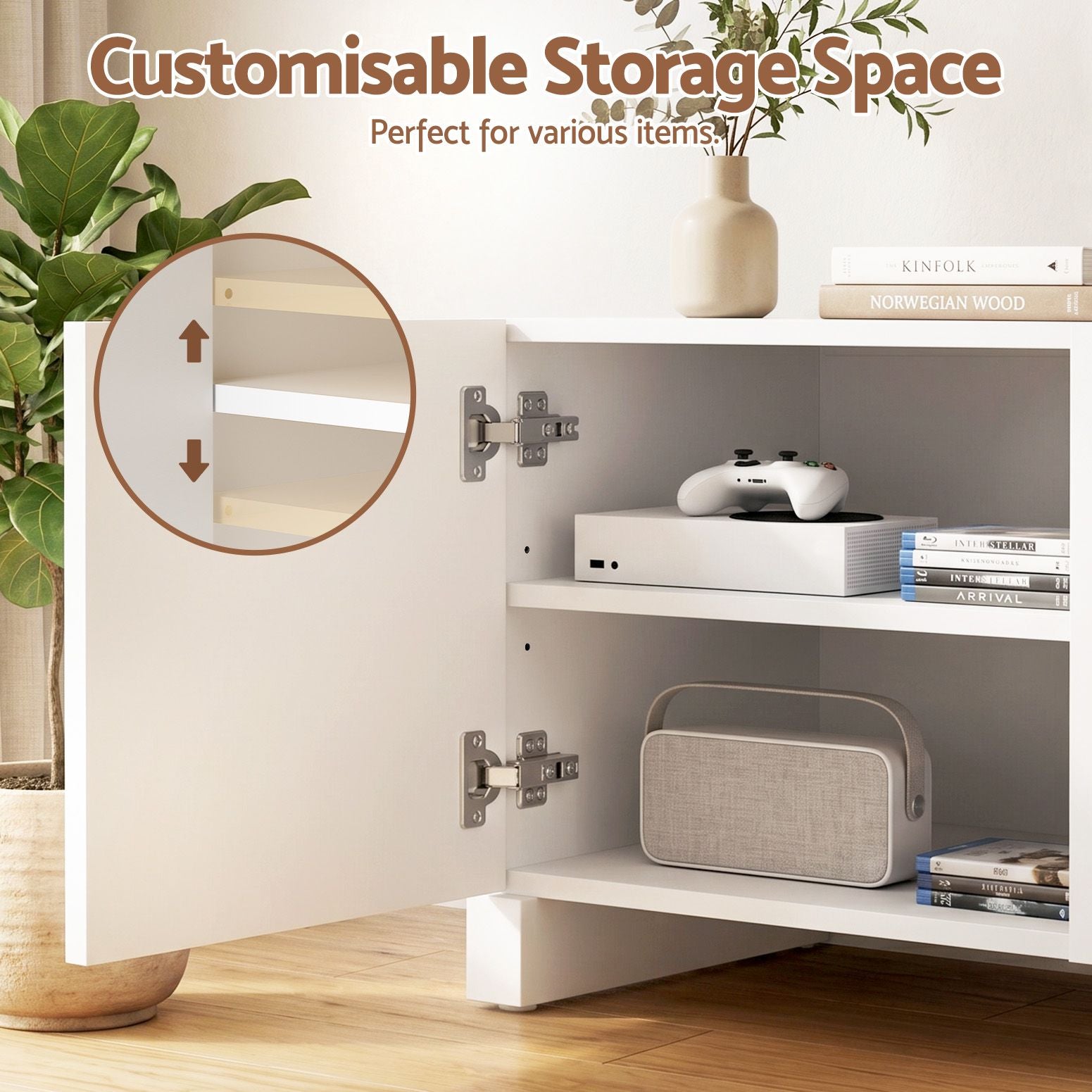 Artiss TV Unit Entertainment Unit Storage Cabinet Adjustable Shelf 180cm White - Homecoze