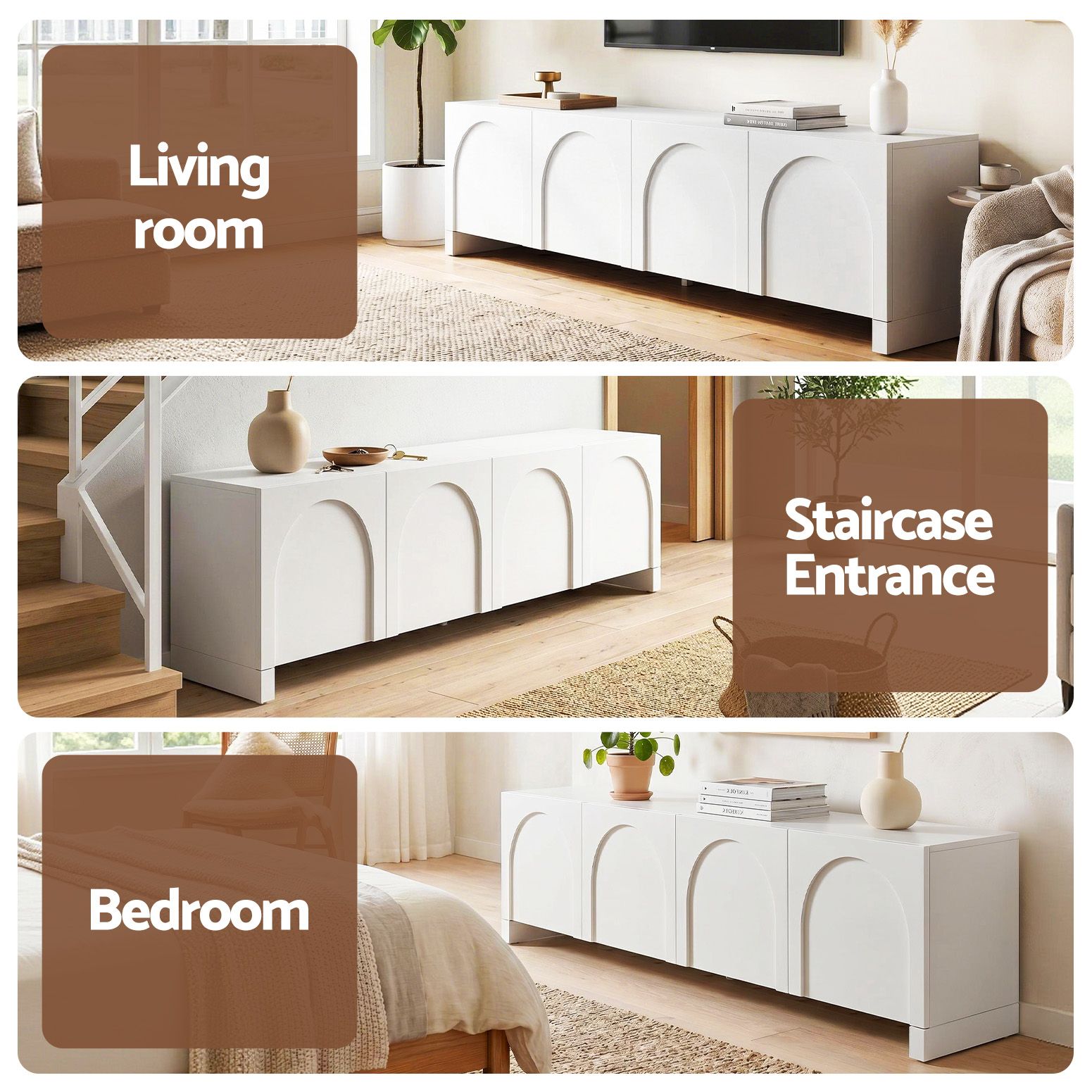 Artiss TV Unit Entertainment Unit Storage Cabinet Adjustable Shelf 180cm White - Homecoze