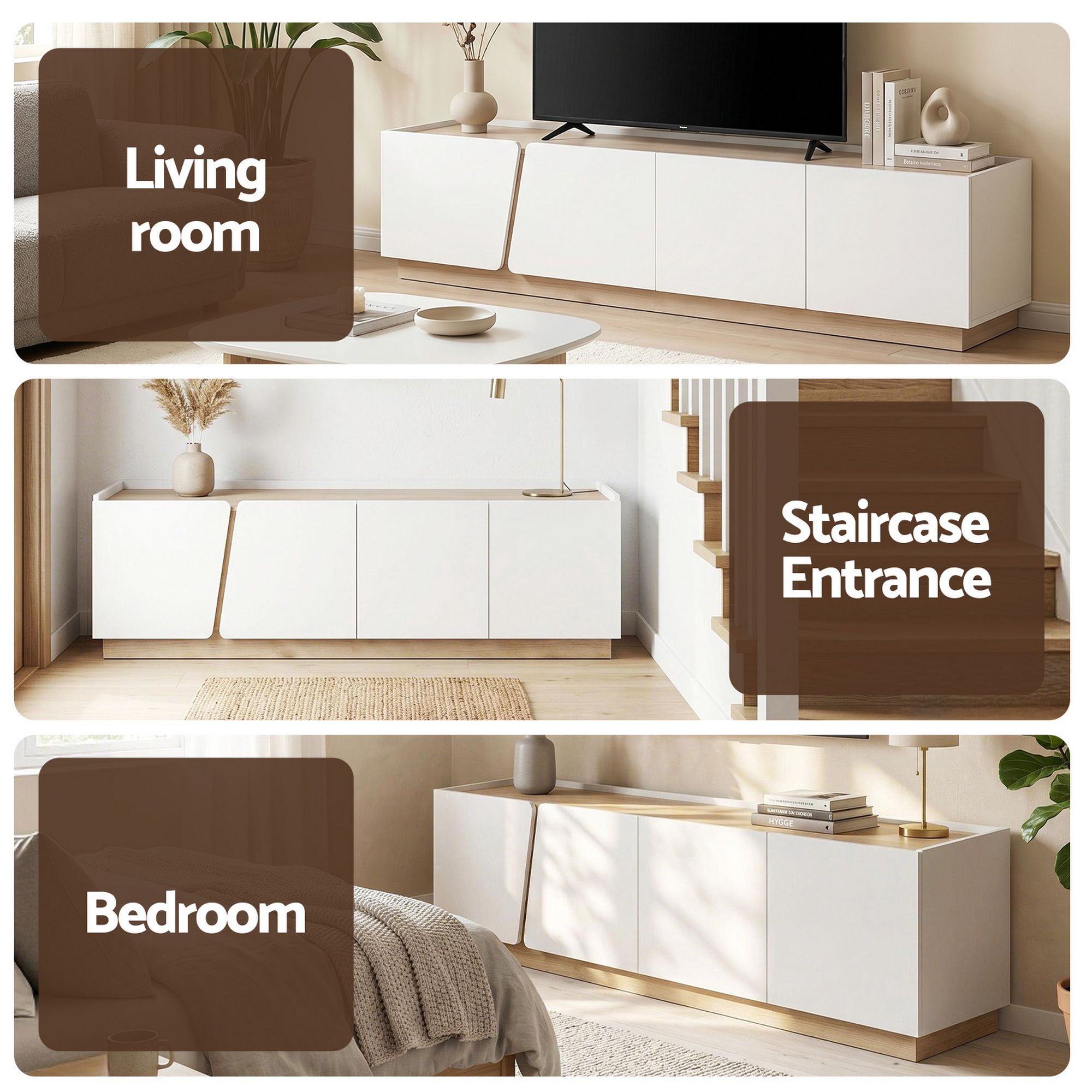 Orson Contemporary TV Unit 180cm – White & Pine