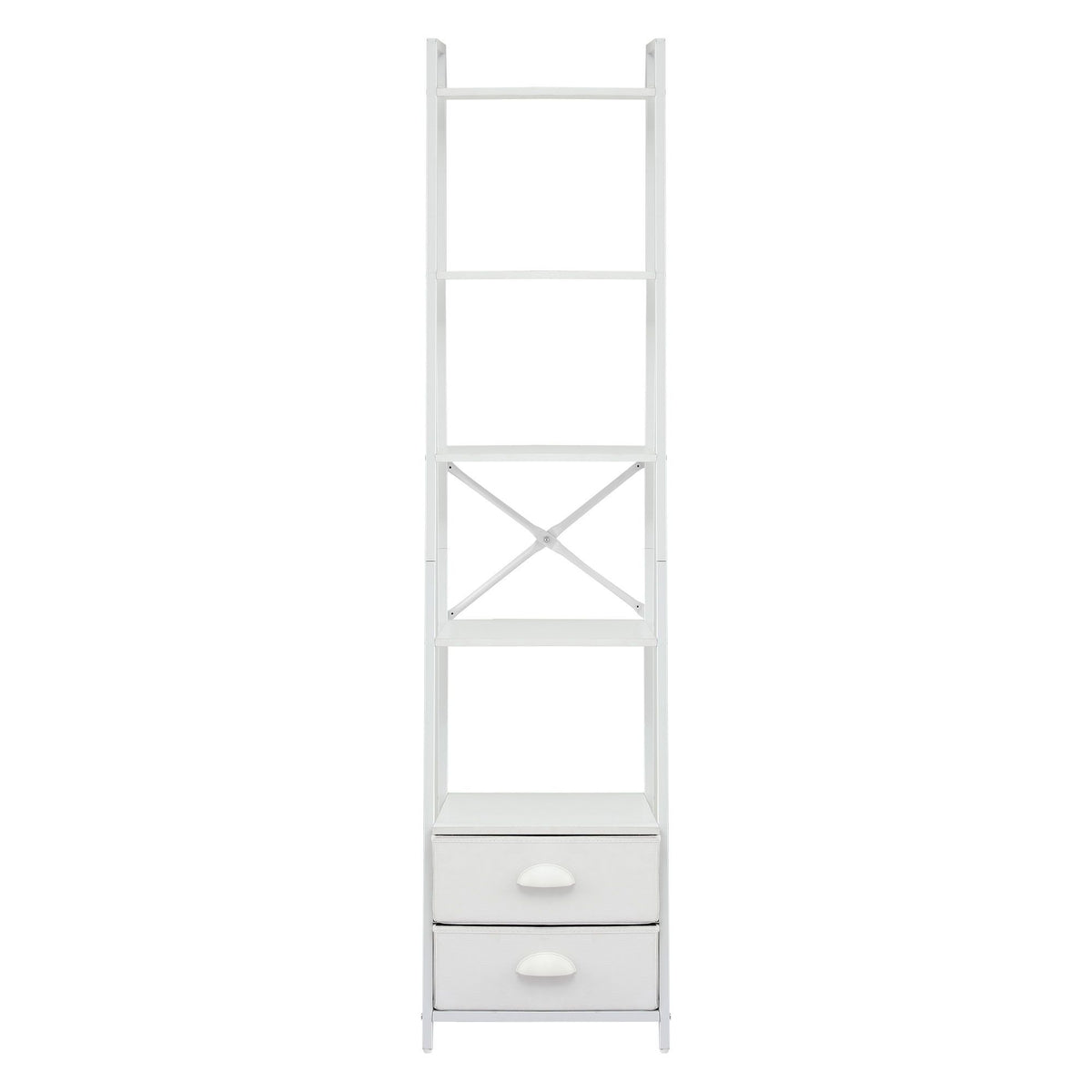 Artiss 5 Tier Bookshelf Ladder Bookcase with Fabric Drawers Display Rack White - Homecoze