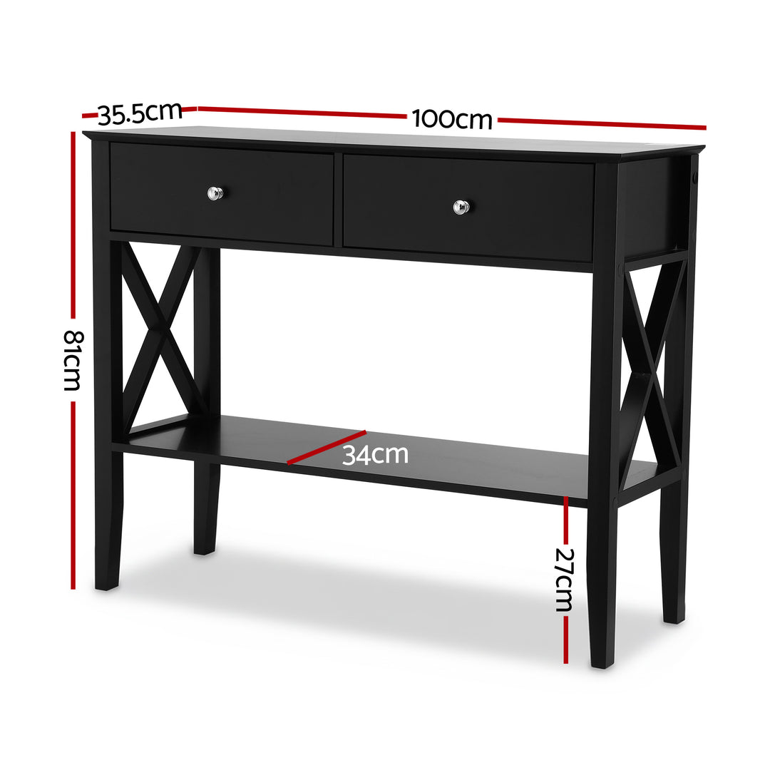 Artiss Console Table 2 Drawers 100CM Black - Homecoze