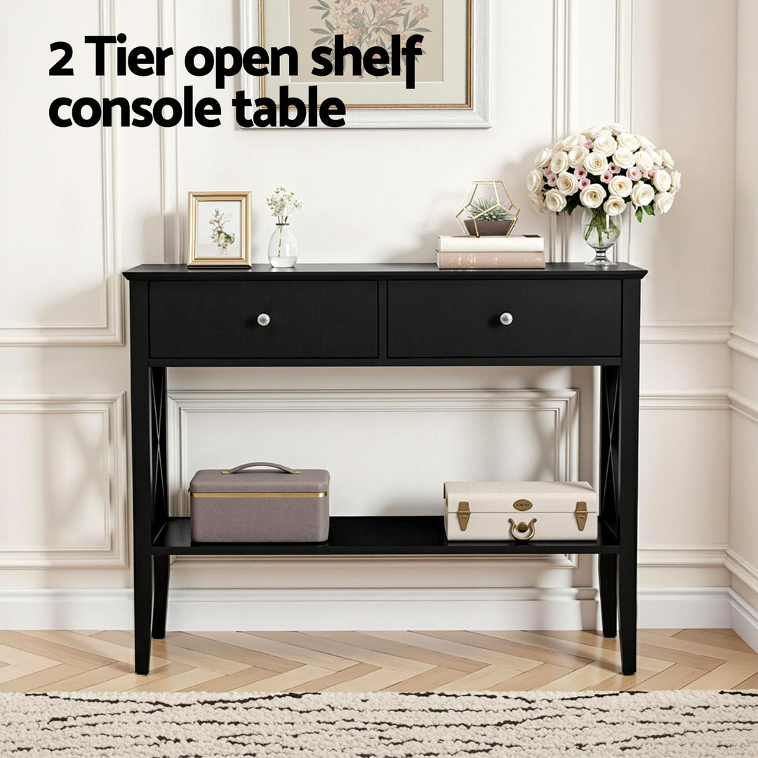 Artiss Console Table 2 Drawers 100CM Black - Homecoze