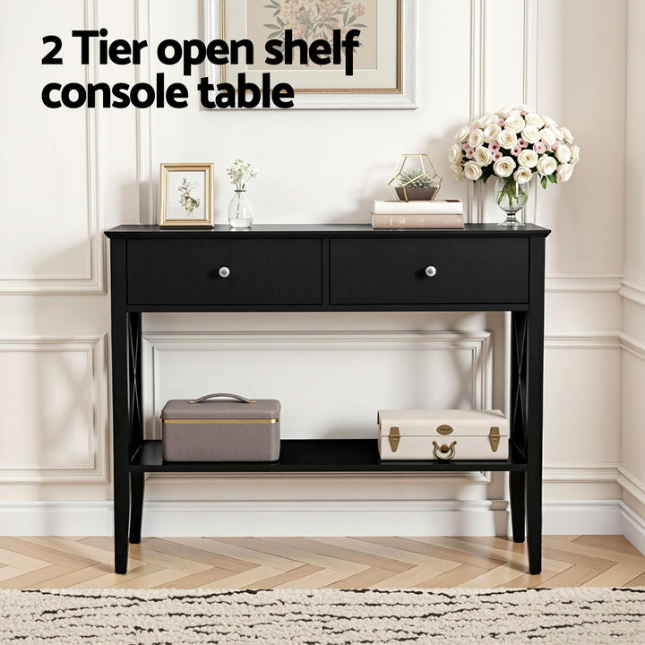 Artiss Console Table 2 Drawers 100CM Black - Homecoze