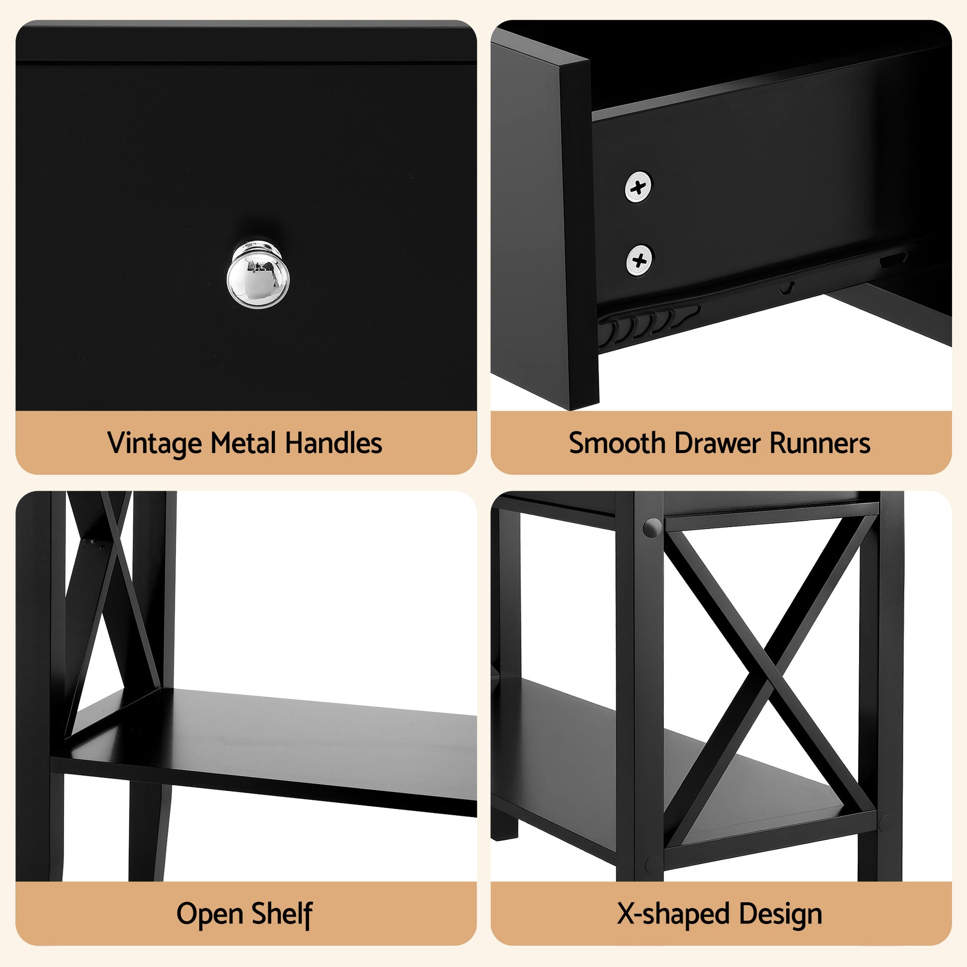Artiss Console Table 2 Drawers 100CM Black - Homecoze