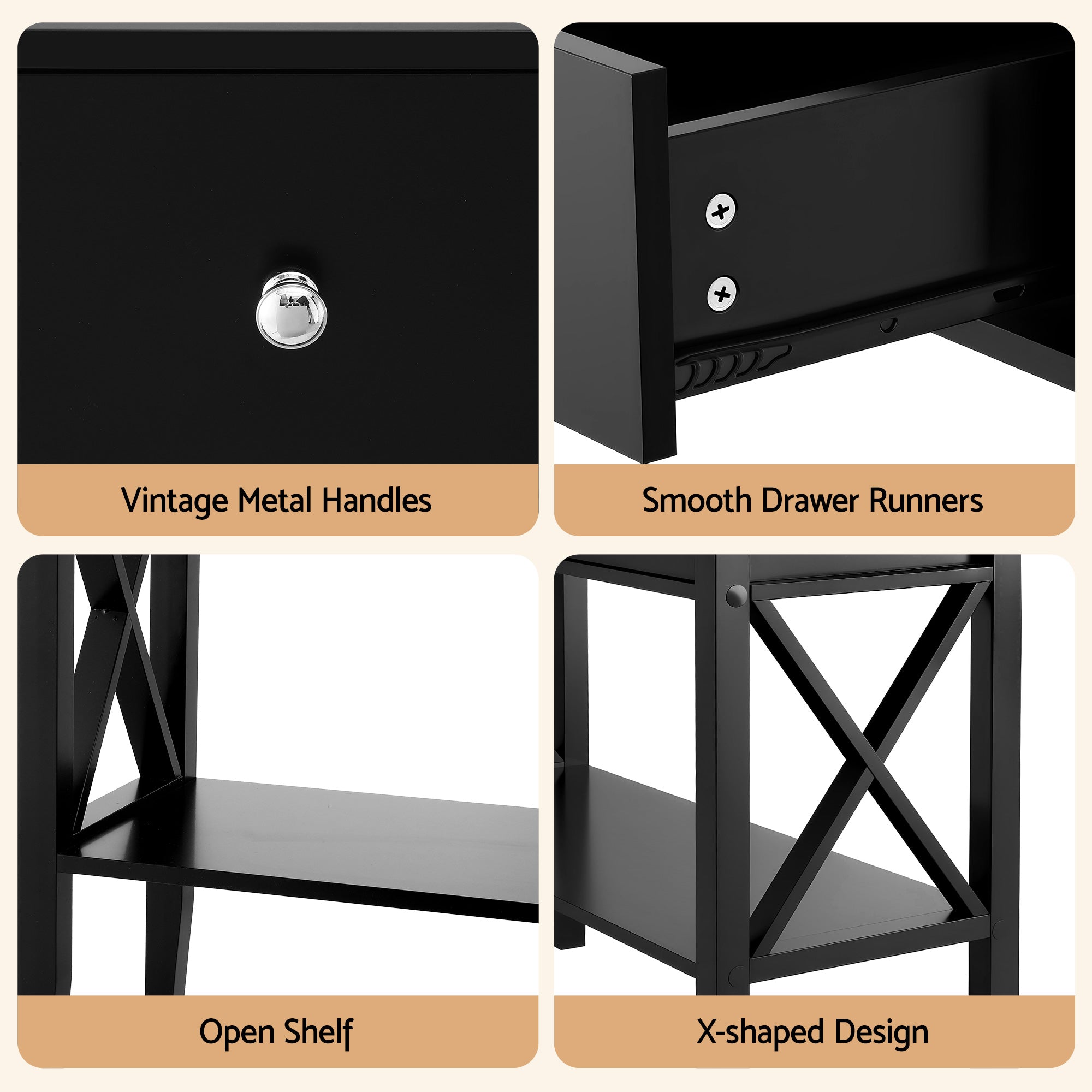 Artiss Console Table 2 Drawers 100CM Black - Homecoze