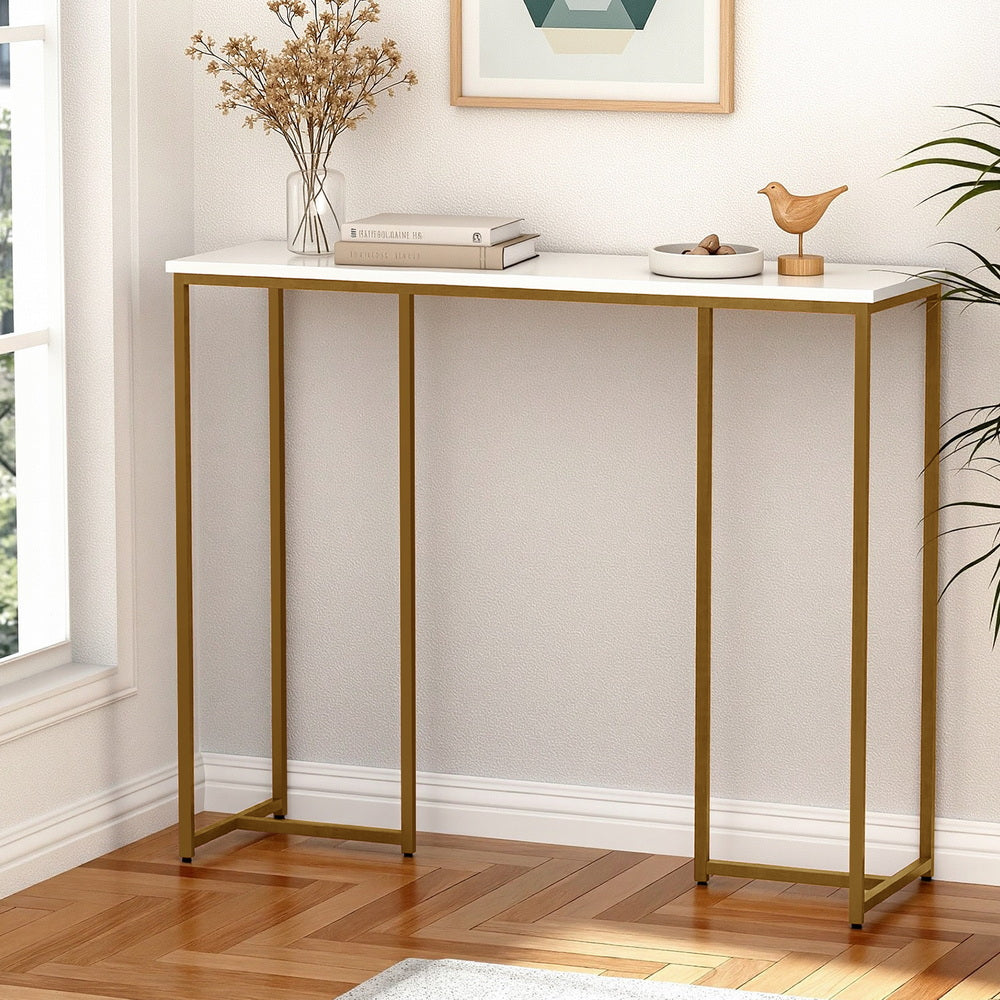 Artiss Console Table Marble Effect White&Gold - Homecoze