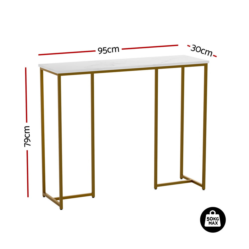 Artiss Console Table Marble Effect White&Gold - Homecoze