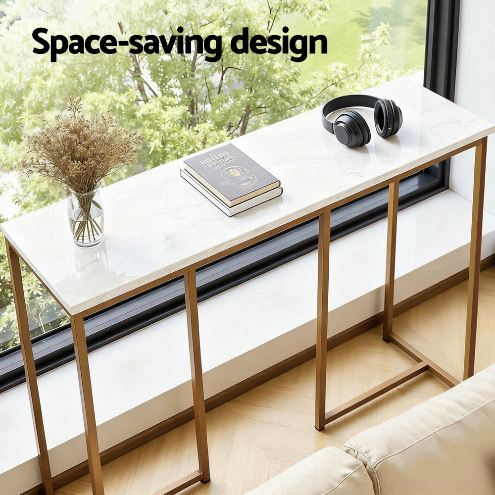 Artiss Console Table Marble Effect White&Gold - Homecoze