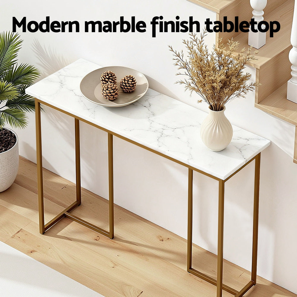 Artiss Console Table Marble Effect White&Gold - Homecoze