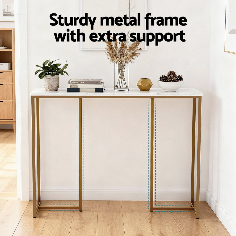 Artiss Console Table Marble Effect White&Gold - Homecoze