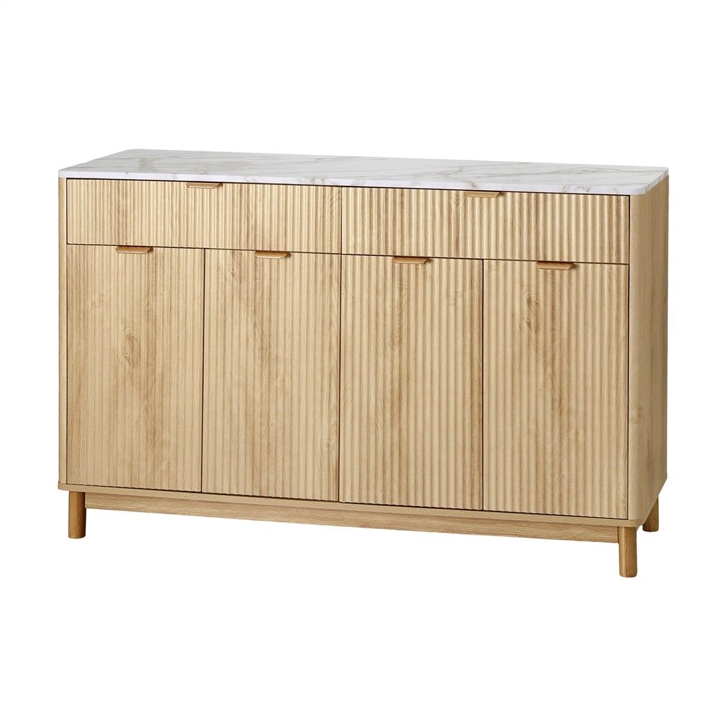 Lila Fluted Sideboard Cabinet 140cm – Pine & White