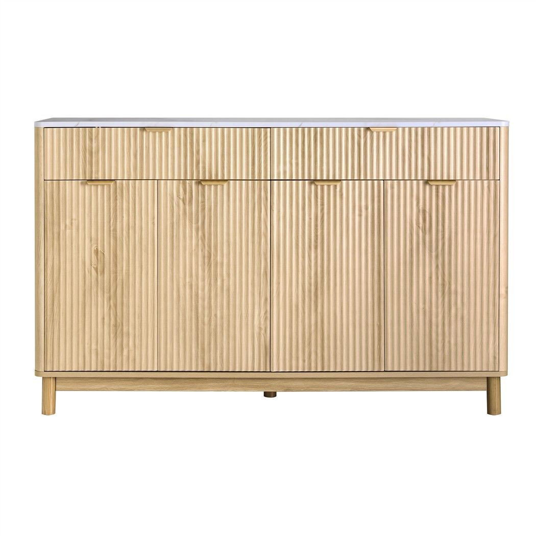 Lila Fluted Sideboard Cabinet 140cm – Pine & White