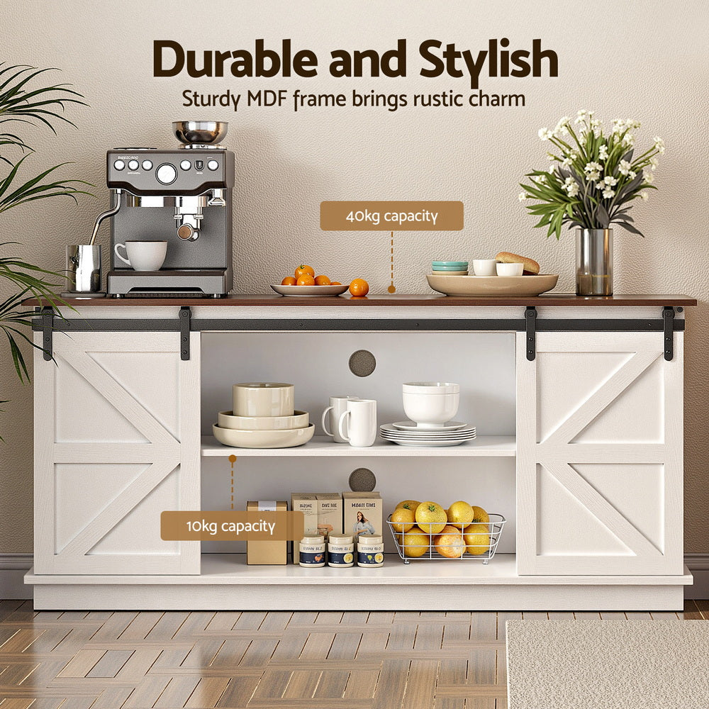 Artiss Buffet Sideboard Storage Cabinet Kitchen Cupboard Sliding Doors White - Homecoze