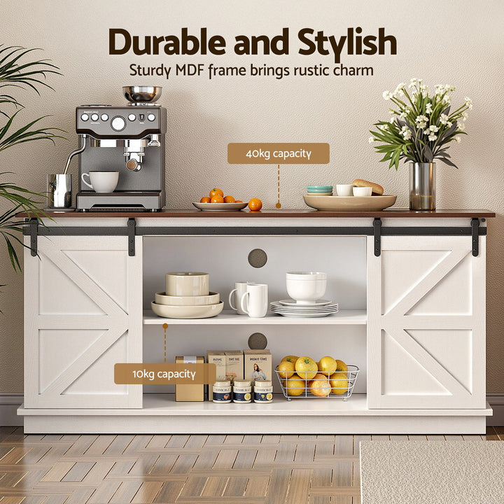Artiss Buffet Sideboard Storage Cabinet Kitchen Cupboard Sliding Doors White - Homecoze