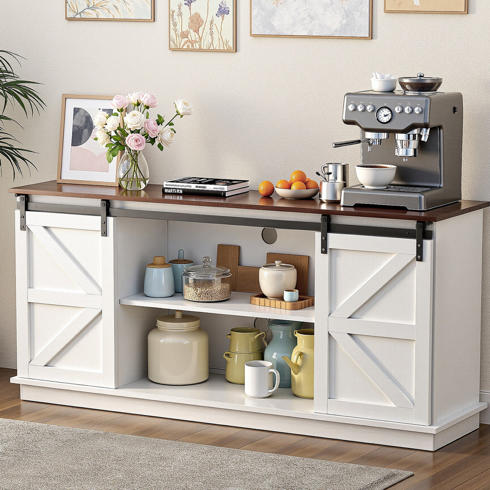 Artiss Buffet Sideboard Storage Cabinet Kitchen Cupboard Sliding Doors White - Homecoze