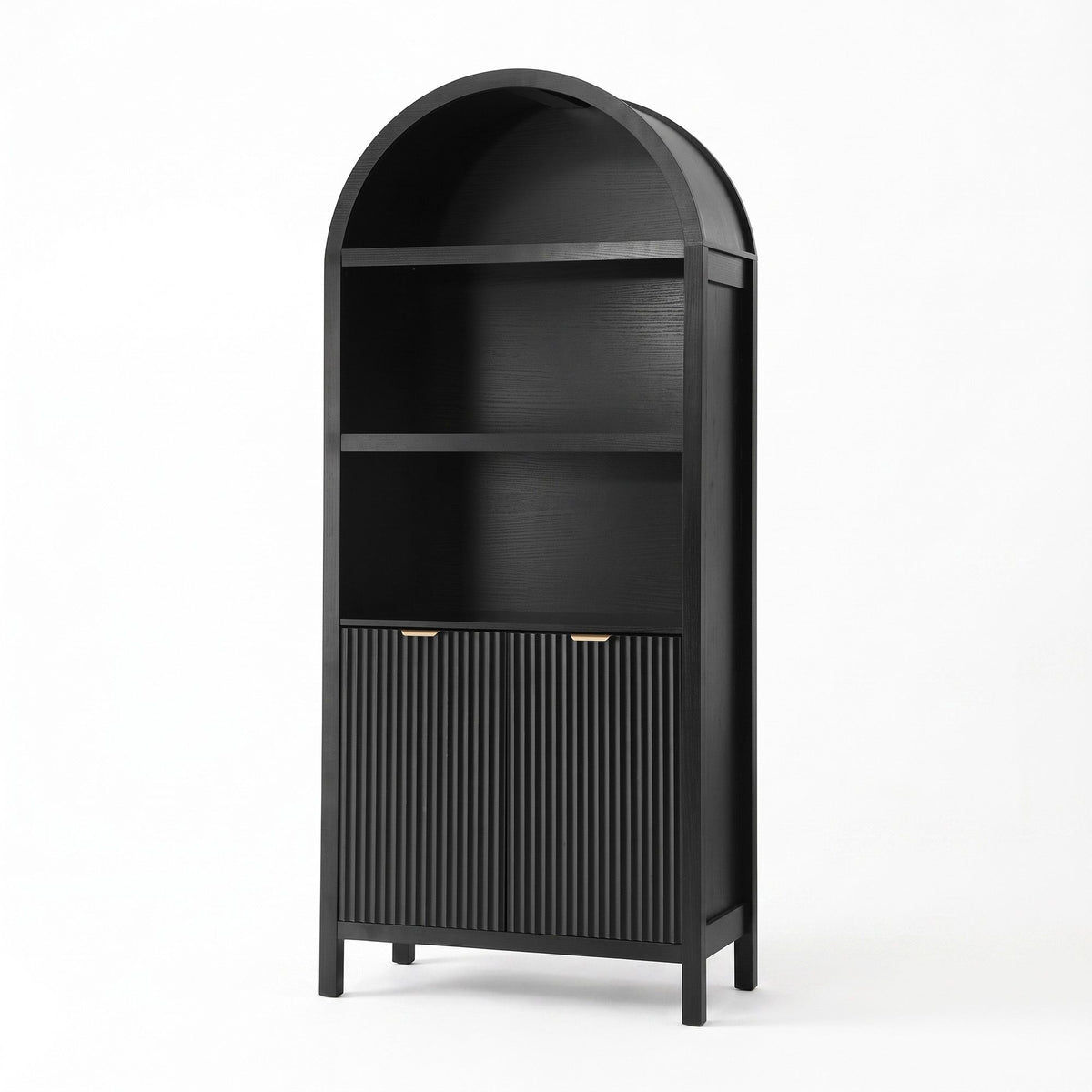 Arched Display Cabinet with Fluted Doors 180cm – Black