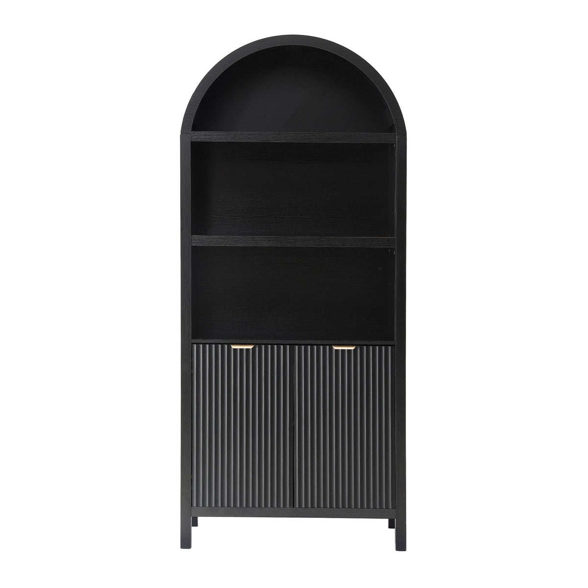 Arched Display Cabinet with Fluted Doors 180cm – Black