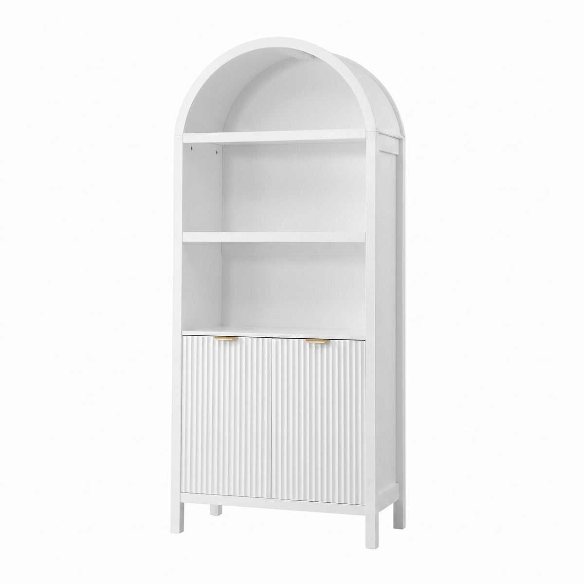 Arched Display Cabinet with Fluted Doors 180cm – White