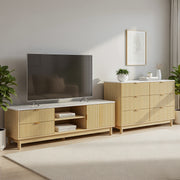 Artiss TV Unit & Chest of Drawers Set Solid Wood Legs Pine - Homecoze