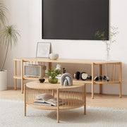 Artiss TV Unit & Coffee Table Set Storage Shelf Pine - Homecoze