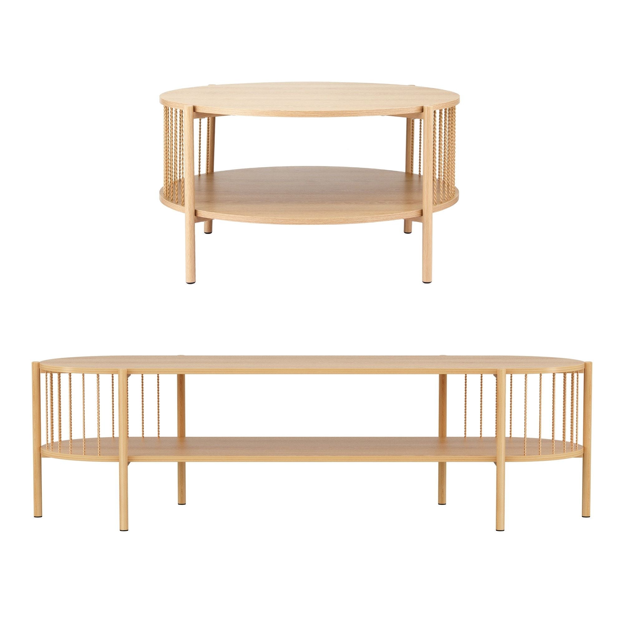 Artiss TV Unit & Coffee Table Set Storage Shelf Pine - Homecoze