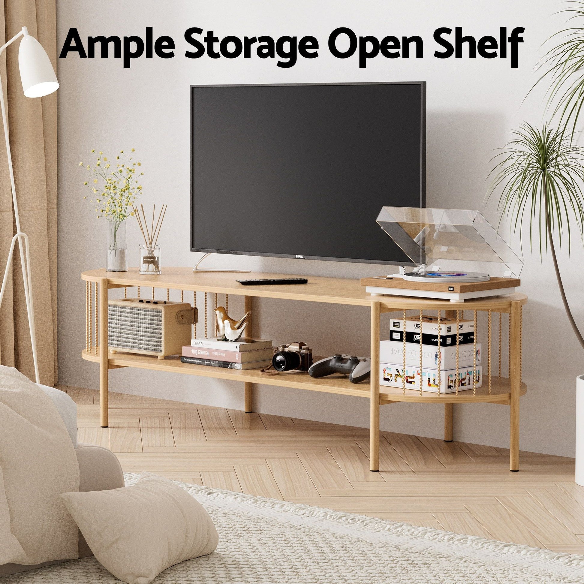 Artiss TV Unit & Coffee Table Set Storage Shelf Pine - Homecoze