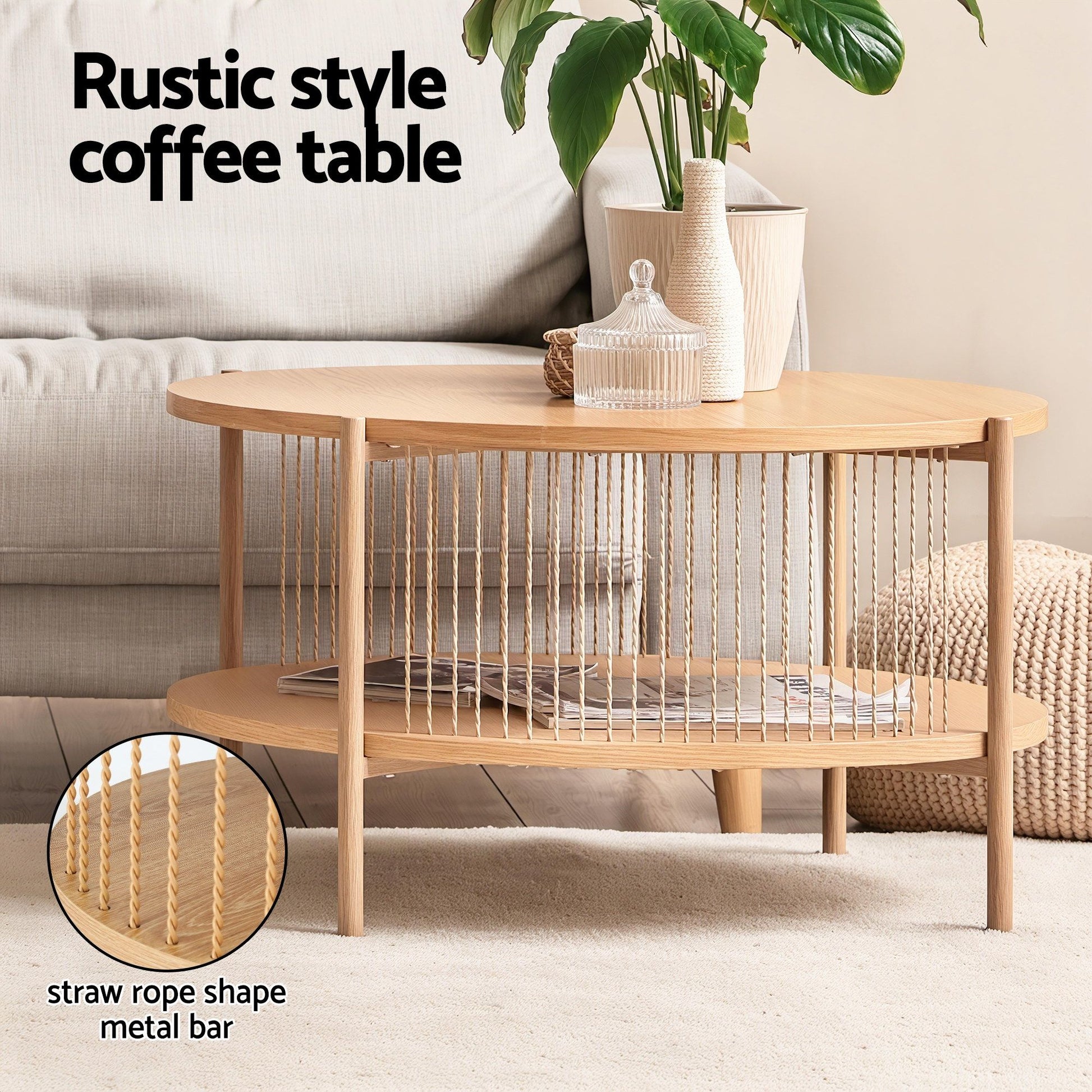 Artiss TV Unit & Coffee Table Set Storage Shelf Pine - Homecoze