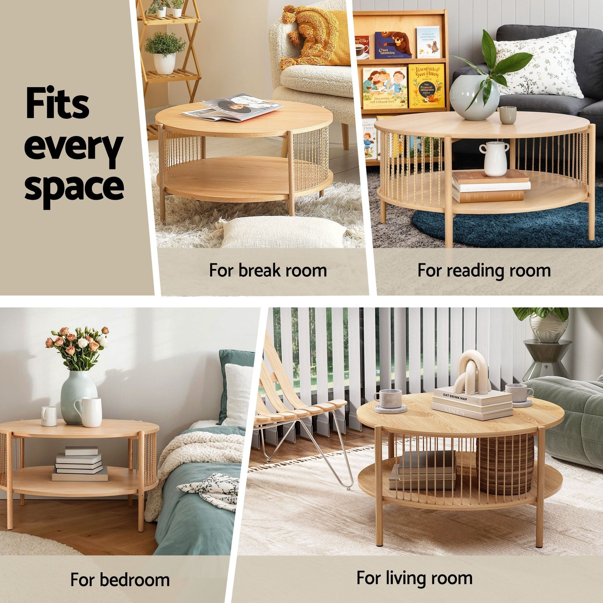 Artiss TV Unit & Coffee Table Set Storage Shelf Pine - Homecoze