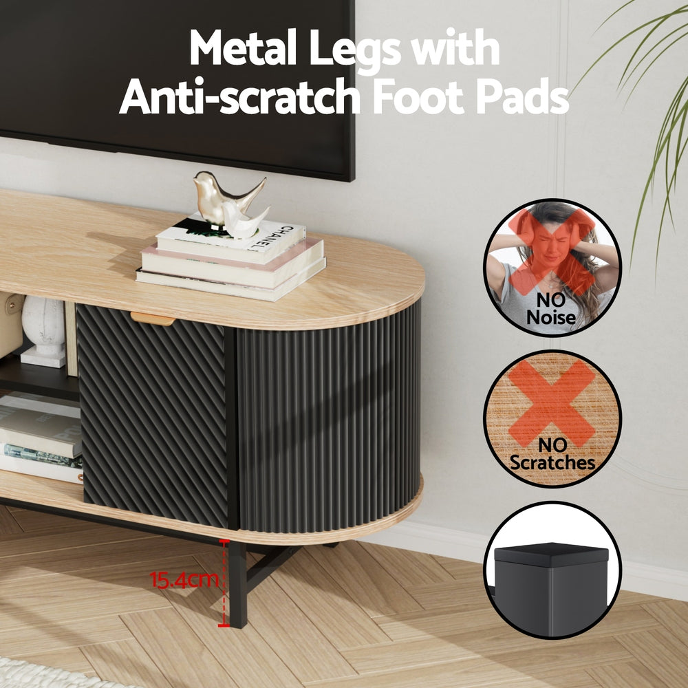 Rounded TV Entertainment Unit 140cm - Black & Pine - Homecoze