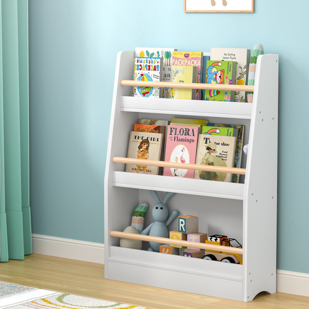 Kids 3 Tiers Bookshelf Display Organiser - White - Homecoze
