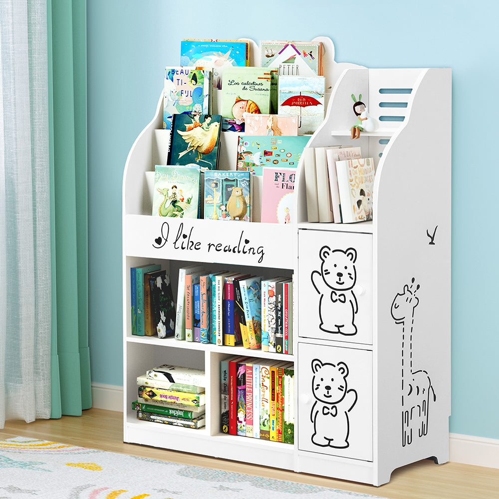 Kids Baby Bear Bookshelf Organiser - White - Homecoze