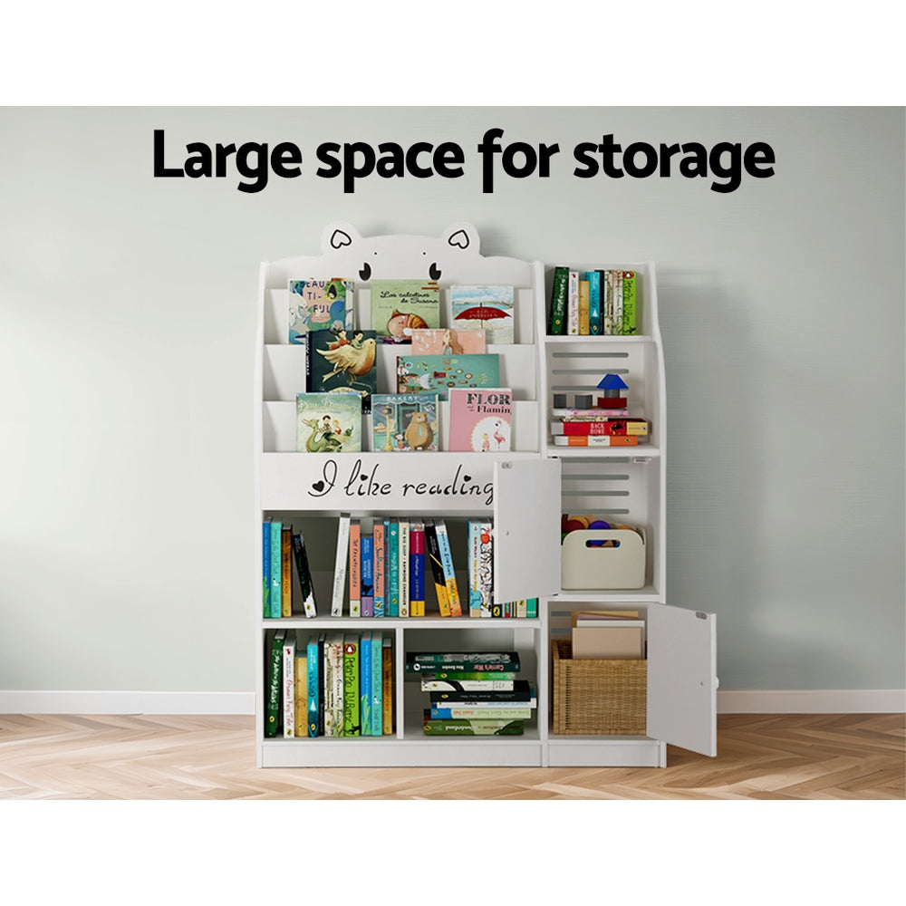 Kids Baby Bear Bookshelf Organiser - White - Homecoze
