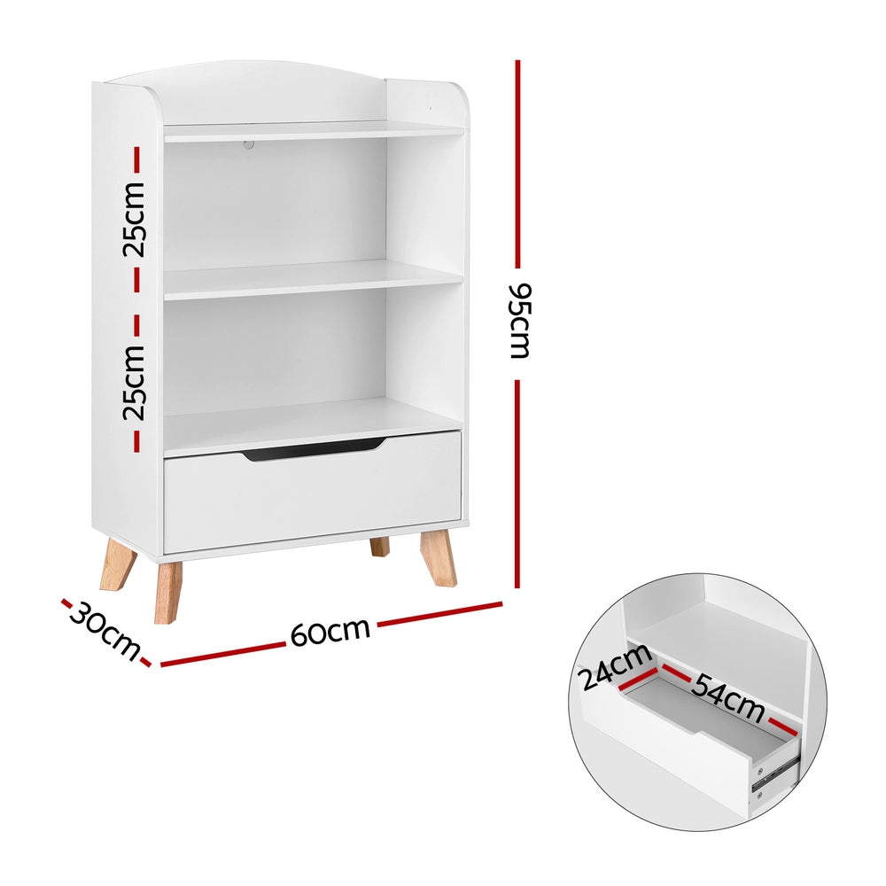 Kids Mini 3-Tier Bookshelf Organiser - White - Homecoze