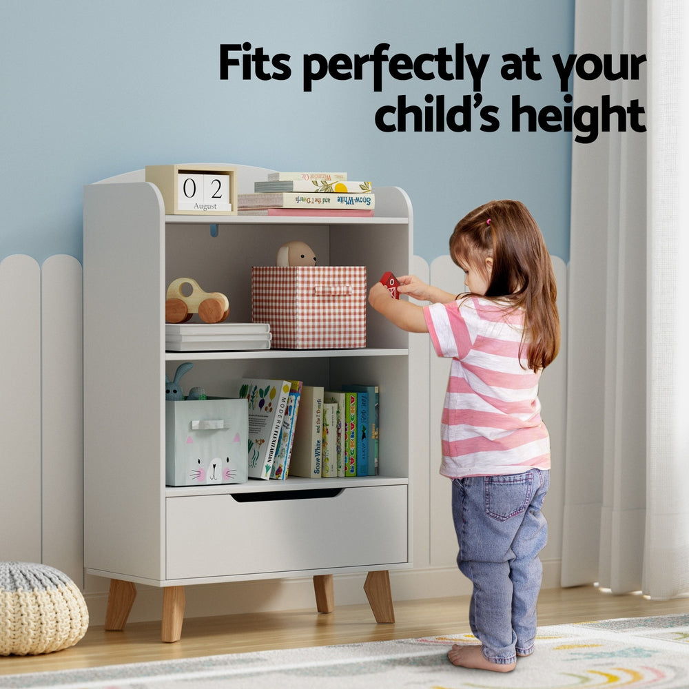 Kids Mini 3-Tier Bookshelf Organiser - White - Homecoze