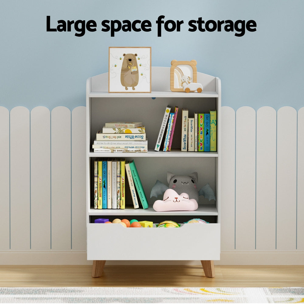 Kids Mini 3-Tier Bookshelf Organiser - White - Homecoze