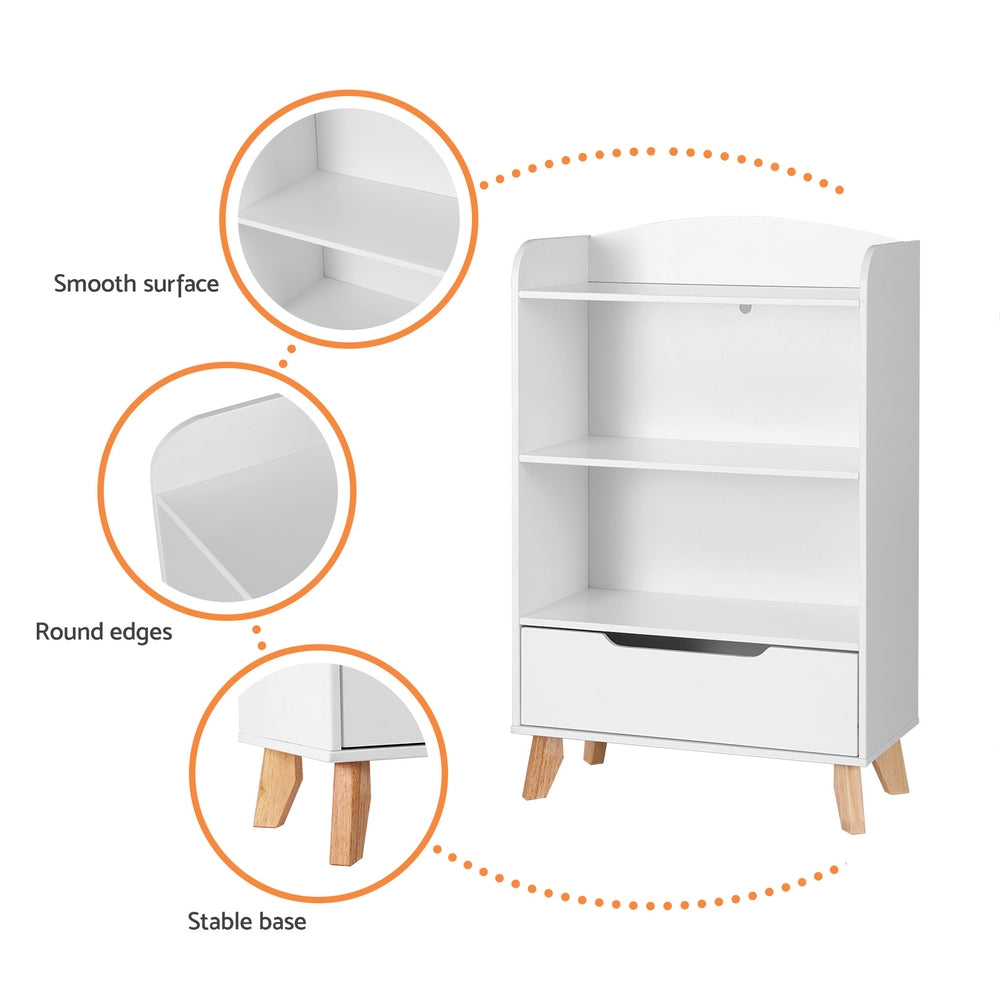 Kids Mini 3-Tier Bookshelf Organiser - White - Homecoze