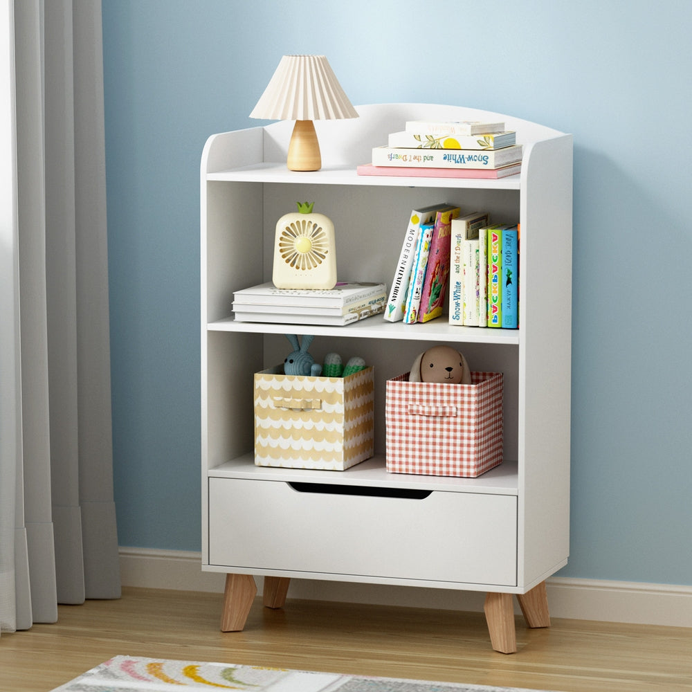 Kids Mini 3-Tier Bookshelf Organiser - White - Homecoze