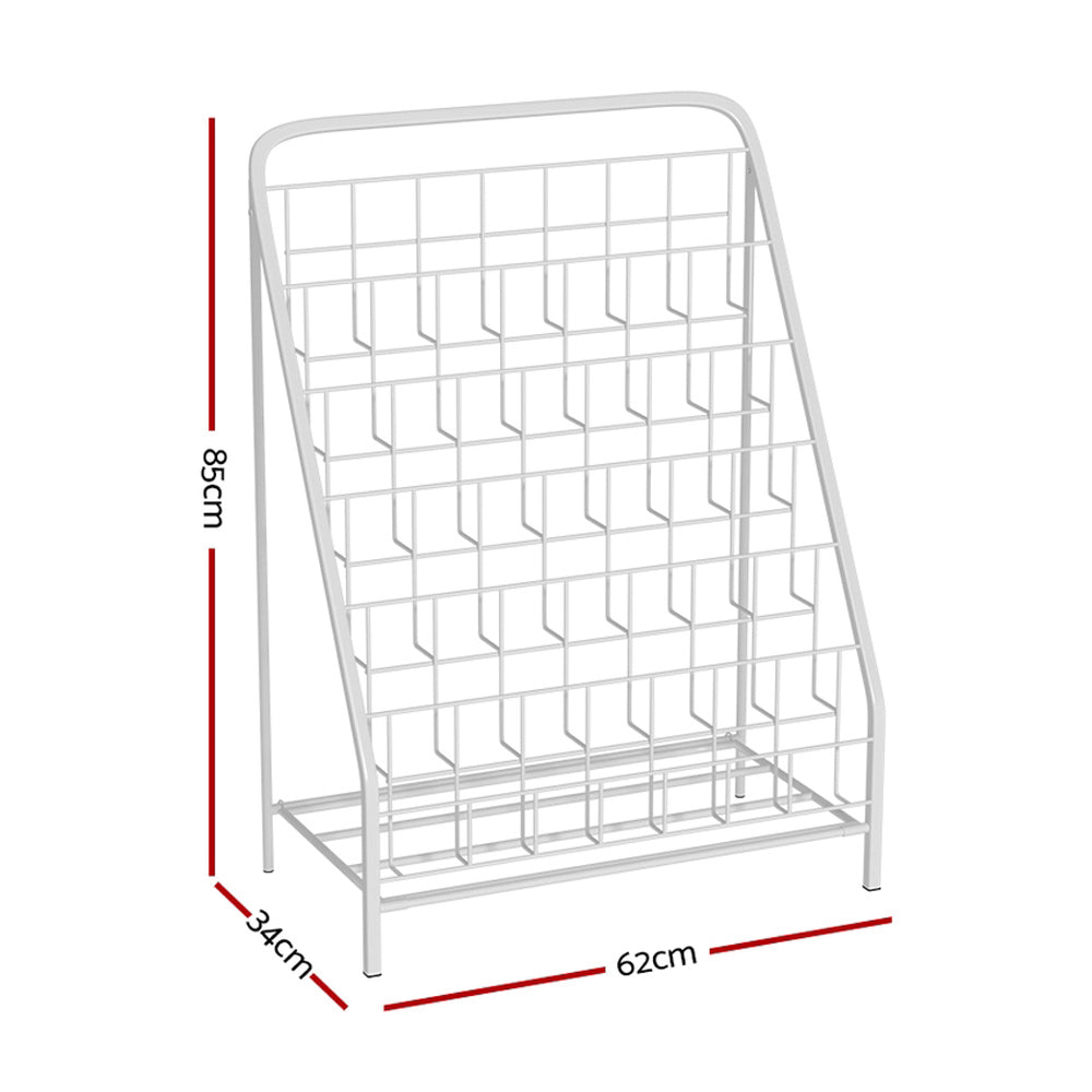 Kids 6 Tier Bookshelf Magazine Rack Foldable Book Organiser - White