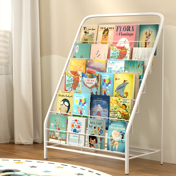 Kids 6 Tier Bookshelf Magazine Rack Foldable Book Organiser - White