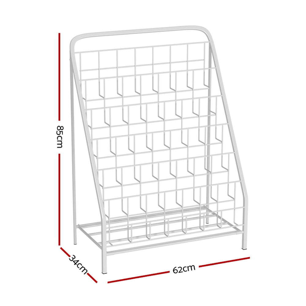 Kids 6 Tier Bookshelf Magazine Rack Foldable Book Organiser - White - Homecoze