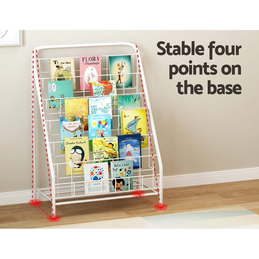 Kids 6 Tier Bookshelf Magazine Rack Foldable Book Organiser - White - Homecoze