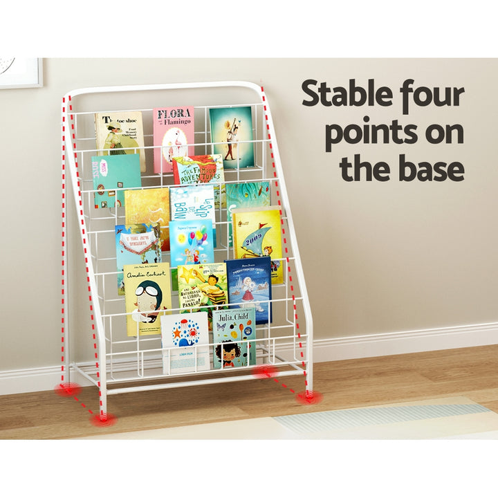 Kids 6 Tier Bookshelf Magazine Rack Foldable Book Organiser - White - Homecoze