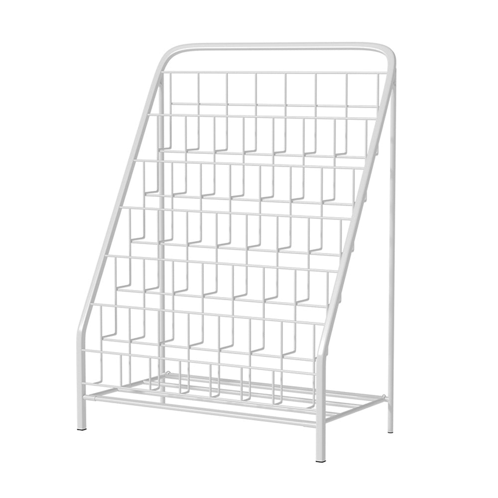 Kids 6 Tier Bookshelf Magazine Rack Foldable Book Organiser - White - Homecoze